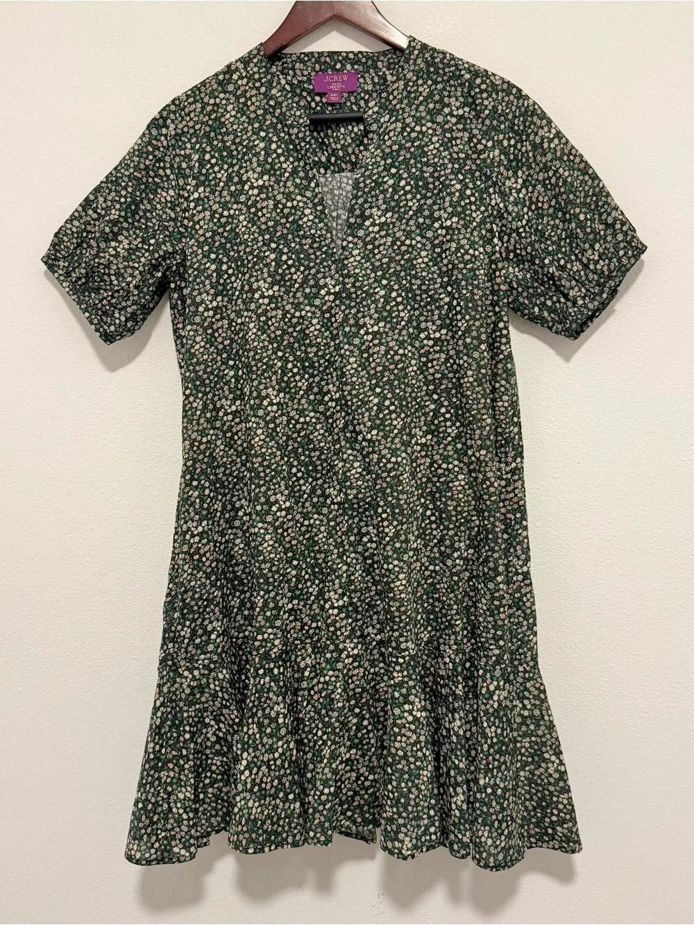 J. Crew Cotton Liberty Fabric Short Sleeve Dress Delilah Pockets Size XS Tall